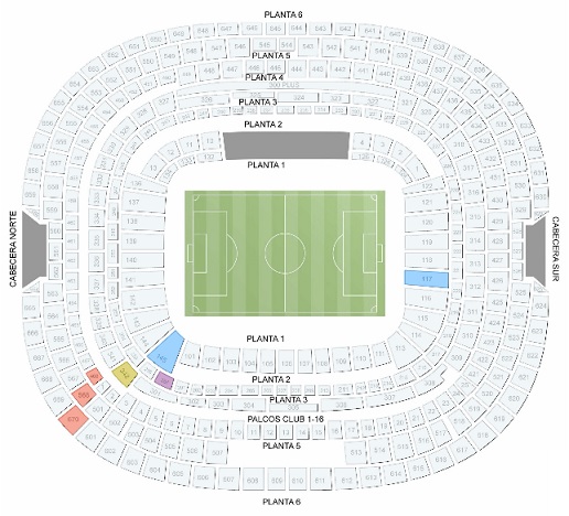 Mapa de zonas del Estadio Azteca