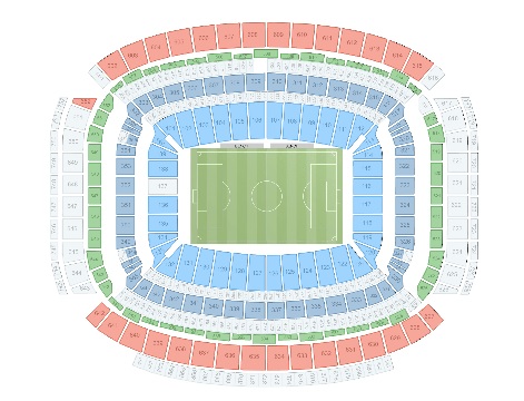 Mapa de lugares Estadio NRG